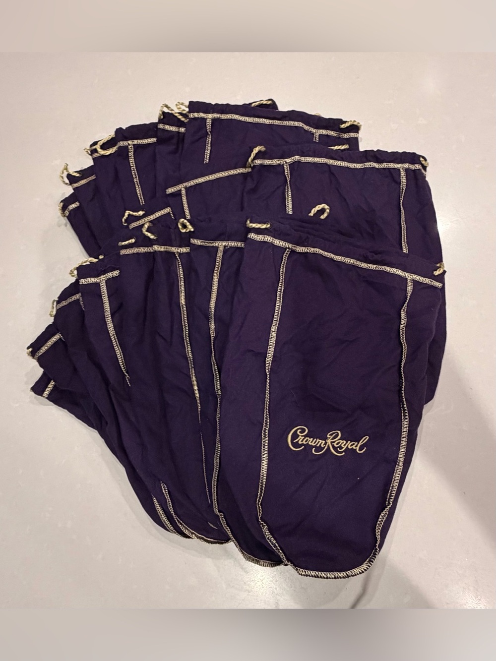 12 Larger Size Crown Royal Deluxe Purple Drawstring Bags